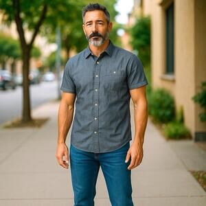 Banana Republic Men’s XL Short Sleeve Denim Shirt NWT